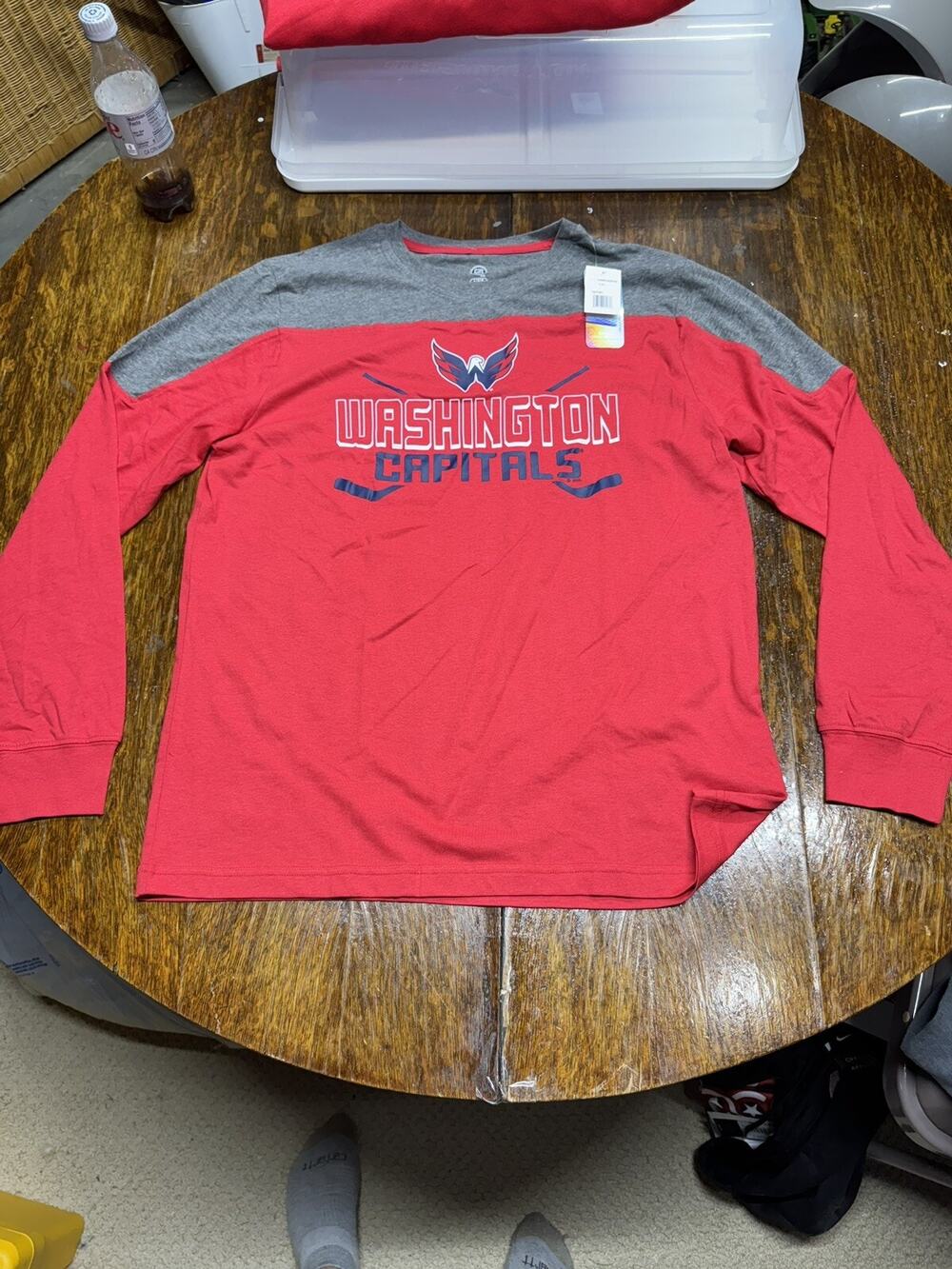Washington Capitals Shirt Adult Large Red Long Sleeve NHL Hockey Tee Men's